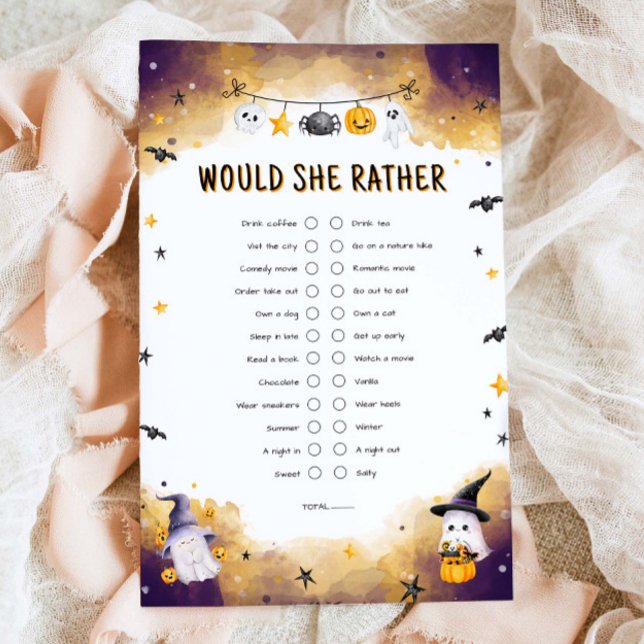 Jogo de Chá de fraldas de Halloween Ela Preferenci (Criador carregado)