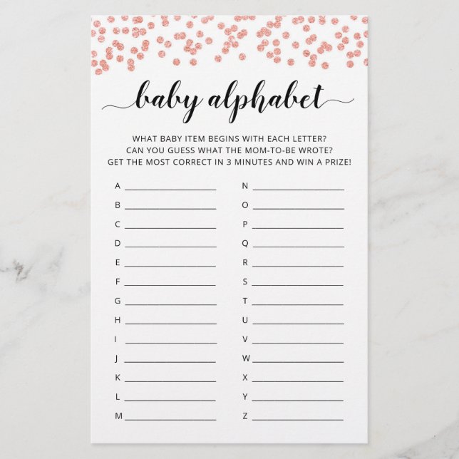 Jogo de Chá de fraldas de jogo Baby ABC Jogo de al (Frente)