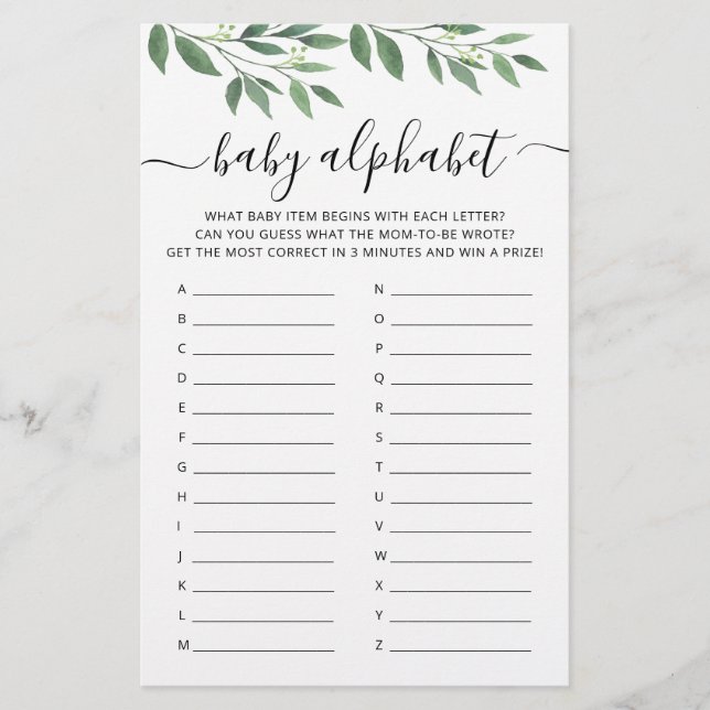 Jogo de Chá de fraldas de jogo Baby ABC Jogo de al (Frente)