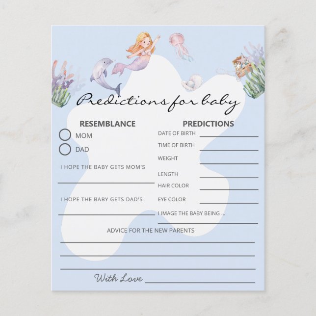 Jogo de Chá de fraldas de Previsão de Sereias Ilus (Frente)