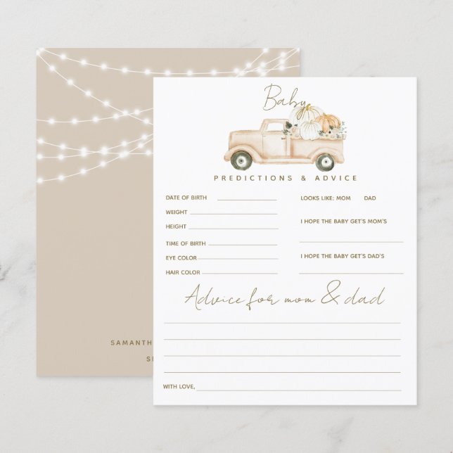 Jogo de Chá de fraldas de Queda Moderna Minimalist (Frente/Verso)