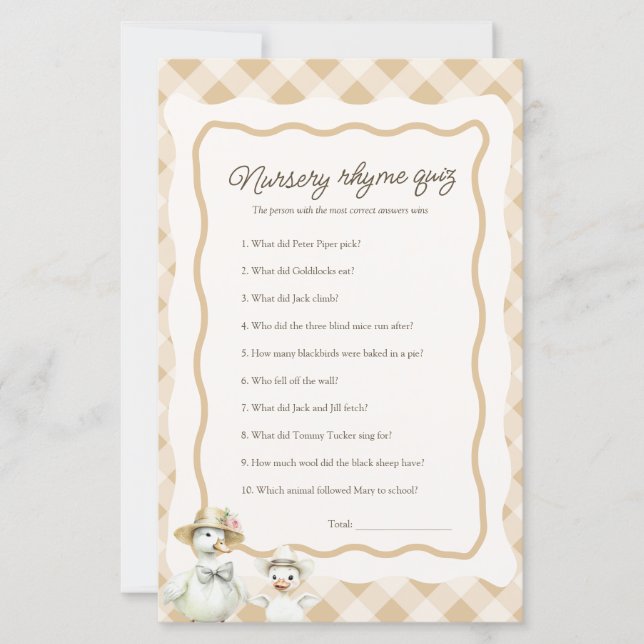 Jogo de Chá de fraldas de Tema do Teste de Ganhos  (Frente)