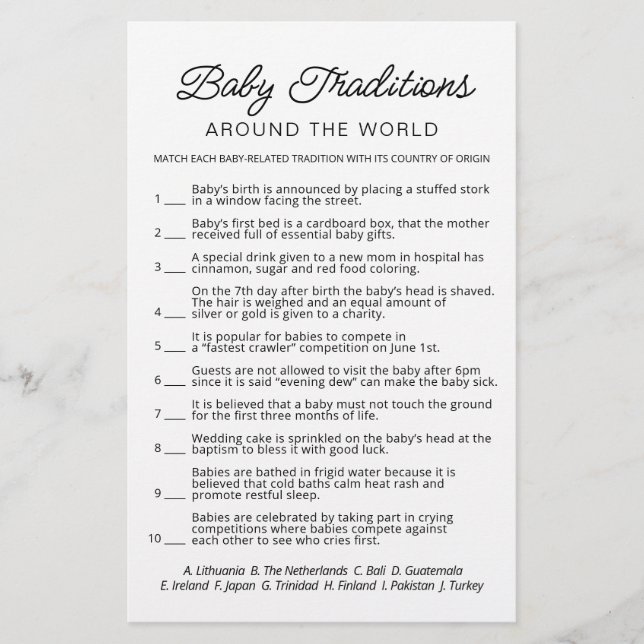 Jogo de Chá de fraldas de Tradição de Bebês (Frente)