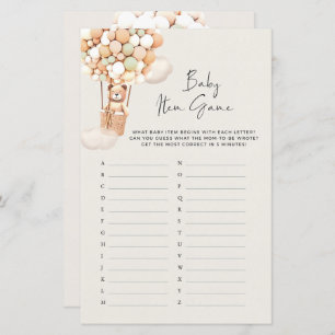 Jogo de Chá de fraldas de Urso - Jogo de Item de B