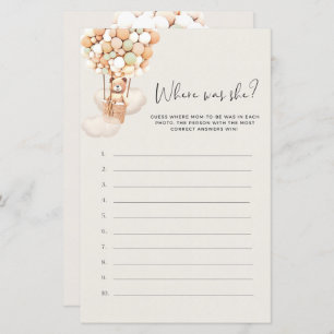 Jogo De Chá de fraldas De Urso - Onde Ela Estava?