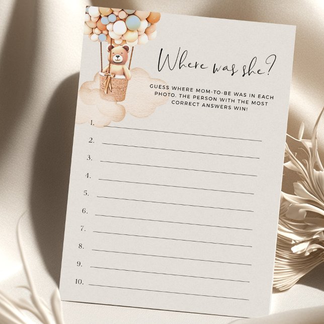 Jogo De Chá de fraldas De Urso - Onde Ela Estava? (Criador carregado)