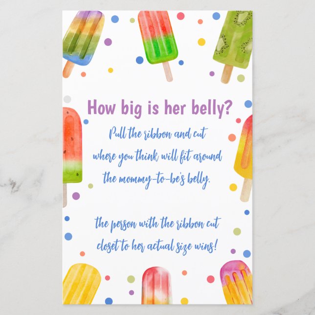 Jogo De Chá de fraldas De Verão Como É Grande A Be (Frente)