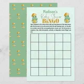 Jogo de Chá de fraldas Dino Bingo Personalizado