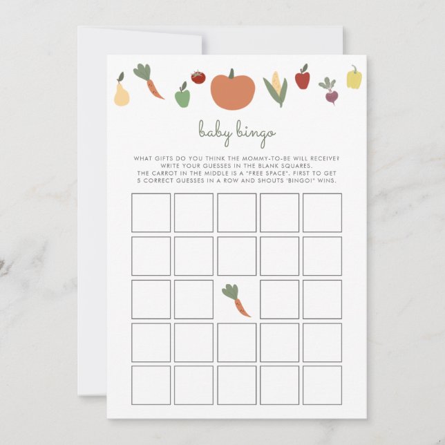 Jogo de Chá de fraldas do Baby Bingo, em crescimen (Frente)