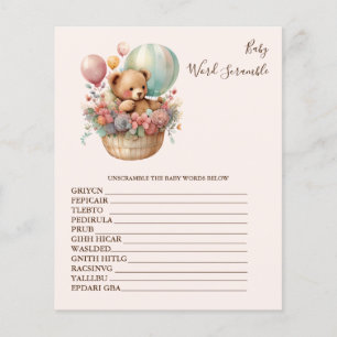 Jogo de Chá de fraldas do Baby Word Scramble