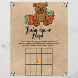 Jogo de Chá de fraldas do Bear Bear Bingo
