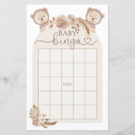 Jogo de Chá de fraldas do Boho Teddy Bear Bingo