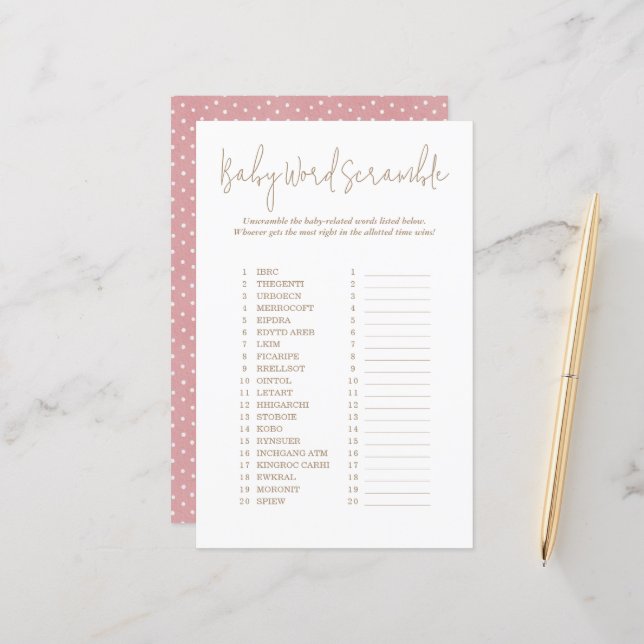 Jogo de Chá de fraldas do Bolinhas Word Scramble (Frente/Verso In Situ)