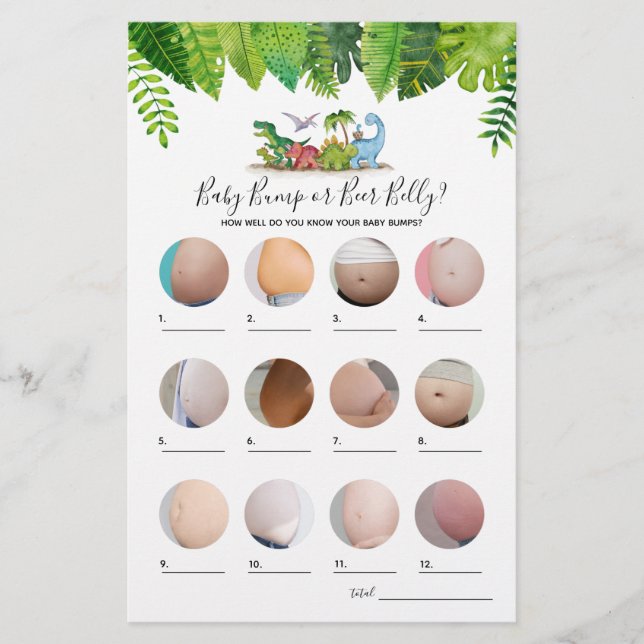 Jogo de Chá de fraldas do Dinossauro Bump ou Beer  (Frente)