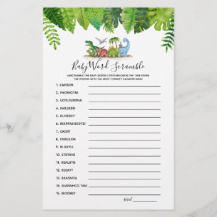 Jogo de Chá de fraldas do Dinossauro do Baby Word 