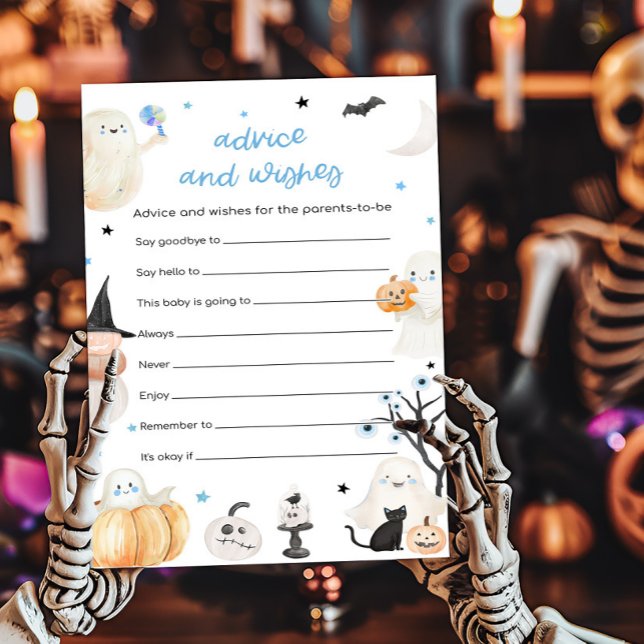 Jogo de Chá de fraldas do Halloween e Desejos (A Little Boo Baby Shower Advice and Wishes Game)