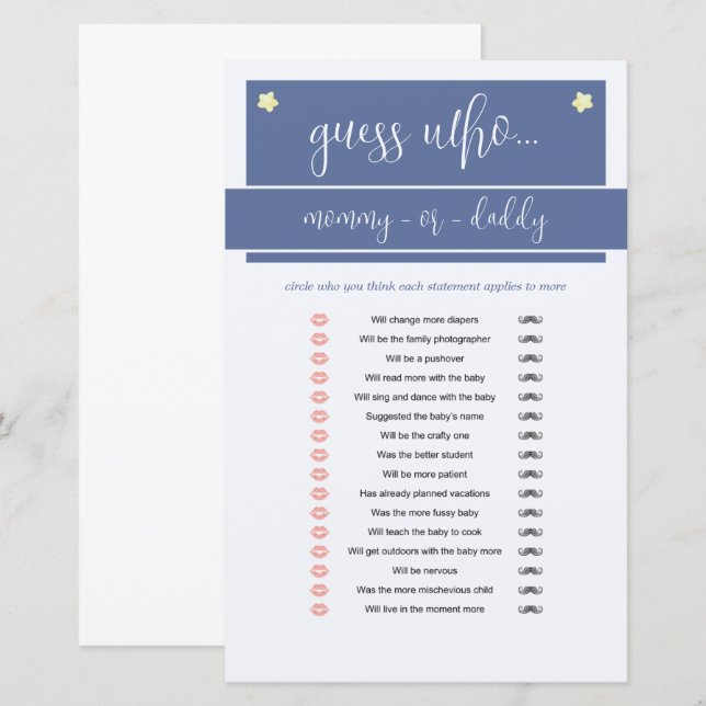 Jogo de Chá de fraldas do Pequeno Elefante de Amen (Frente/Verso)