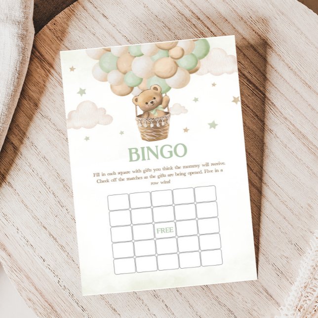 Jogo de Chá de fraldas do Urso Verde de Espera (Bearly Wait Bear Baby Shower Bingo Game)