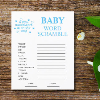 Jogo de Chá de fraldas do Word Scramble Azul