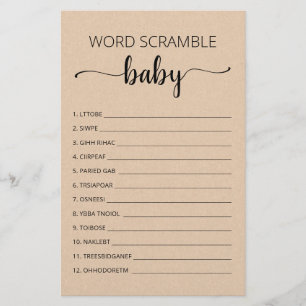 jogo de Chá de fraldas do Word Scramble Baby Game
