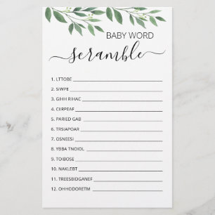 jogo de Chá de fraldas do Word Scramble Baby Game