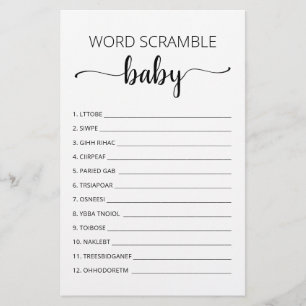 jogo de Chá de fraldas do Word Scramble Baby Game