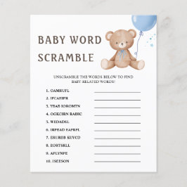 Jogo de Chá de fraldas do Word Scramble Teddy Bear