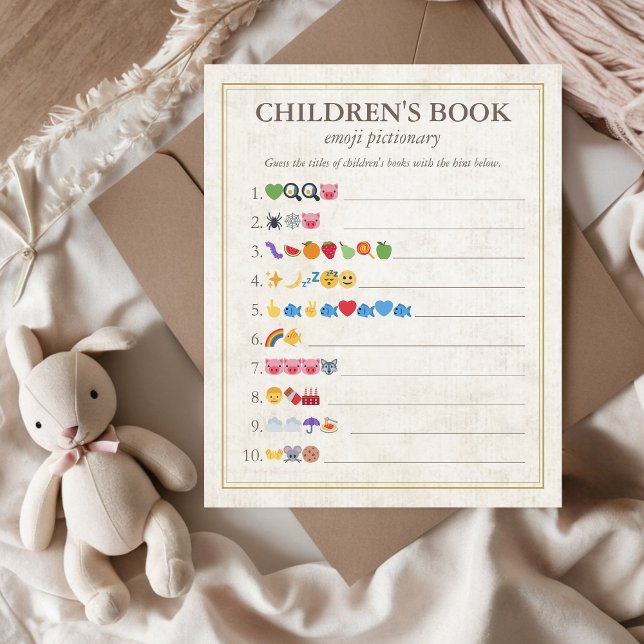 Jogo de Chá de fraldas Emoji do Livro Infantil (Children's Book Emoji Pictionary Storybook Baby Shower Game, Our next chapter, A new chapter begins)