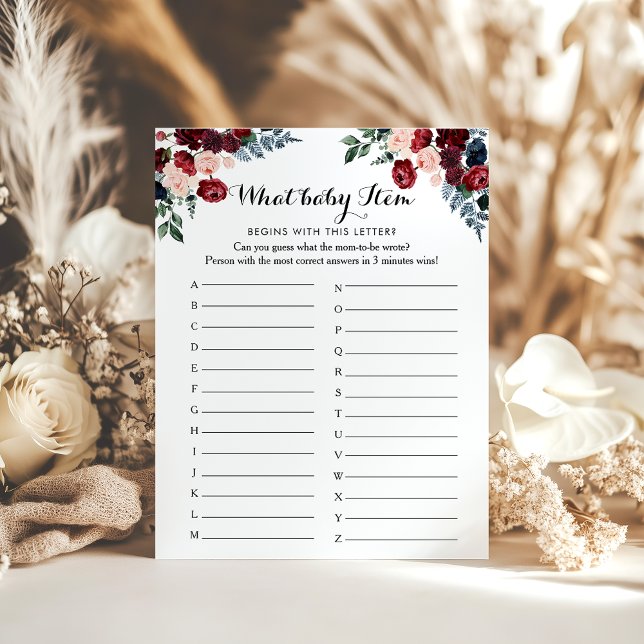 Jogo de Chá de fraldas Floral ABC com Marinho Rosa (Criador carregado)