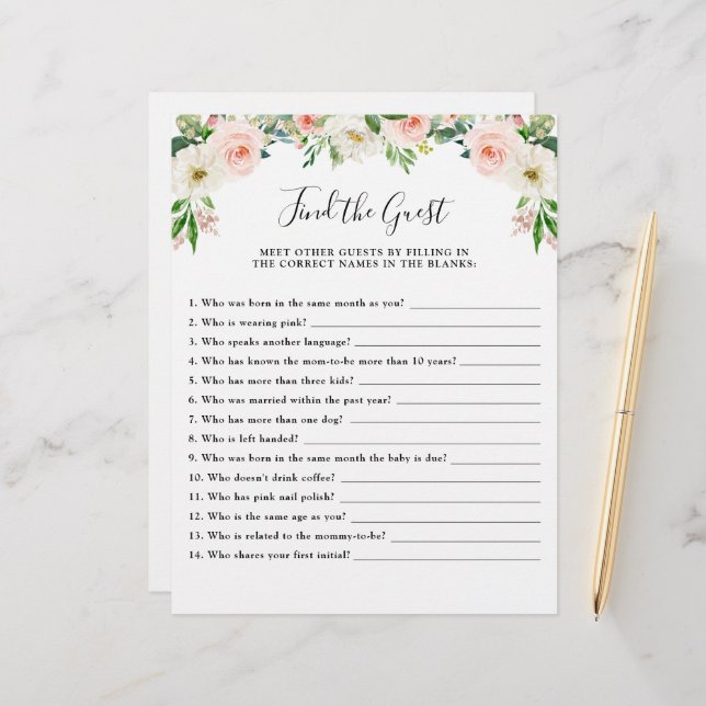 Jogo de Chá de fraldas Floral Rosa Encontre o Conv (Frente/Verso In Situ)