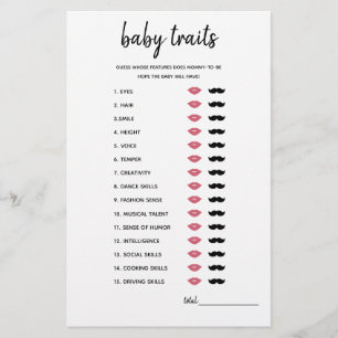 Jogo de Chá de fraldas Minimalista Traços de Bebê