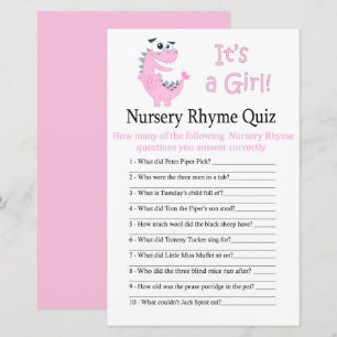 Jogo de chá de fraldas Rhyme Quiz Rhyme Nursery Di