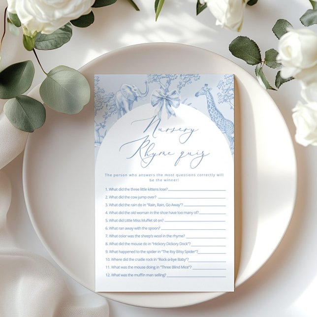 Jogo de chá de fraldas Rhyme Quiz Toile Safari (Criador carregado)