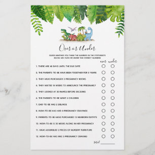 Jogo de Chá de fraldas sobre ou sob o dinossauro