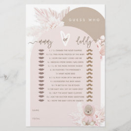 Jogo de Chá de fraldas Teddy Bear Modern Boho Girl