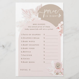 Jogo de Chá de fraldas Teddy Bear Modern Boho Girl