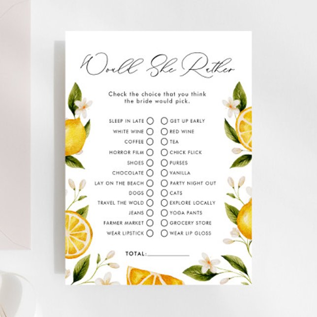 Jogo de Chá de Noiva Citrus 'Would She Rather' (Criador carregado)