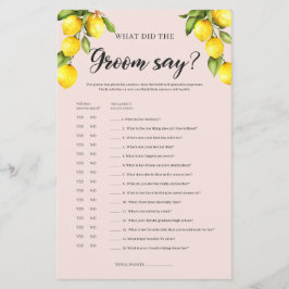 Jogo de chá de noiva de limão O que o noivo disse