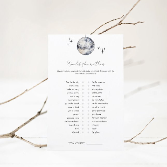 Jogo de Chá de Noiva Disco Ball 'Would She Rather' (Criador carregado)