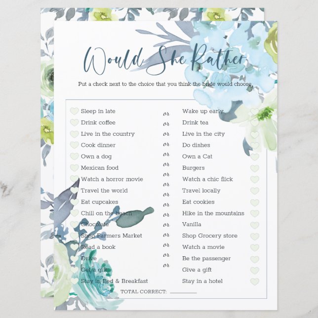 Jogo de Chá de Noiva Ela Prefere Azul Claro (Frente/Verso)