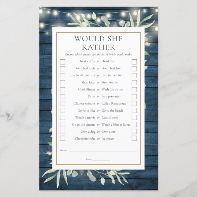 Jogo de Chá de Noiva 'Ela Preferiria' (Frente)