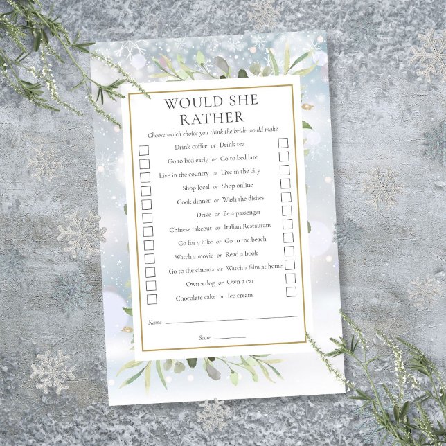 Jogo de Chá de Noiva 'Ela Preferiria' (Would She Rather Bridal Shower Tea Party Game)