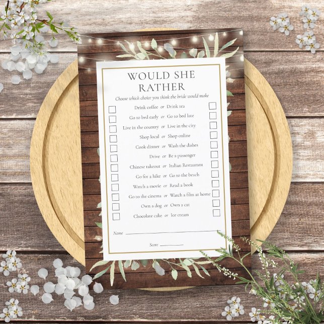 Jogo de Chá de Noiva 'Ela Preferiria' (Would She Rather Bridal Shower Tea Party Game)