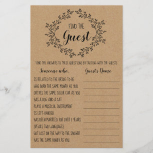 Jogo de Chá de Noiva Encontre o Cartão de Convidad