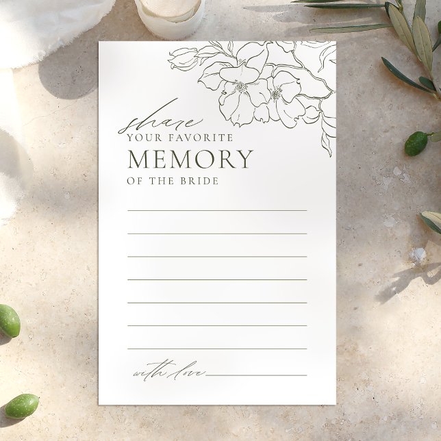 Jogo de chá de noiva floral verde para compartilha (Green floral share a memory bridal shower game)