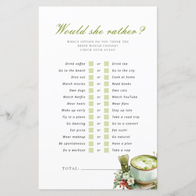 Jogo de Chá de Noiva Perfect Matcha 'Would She Rat (Frente)