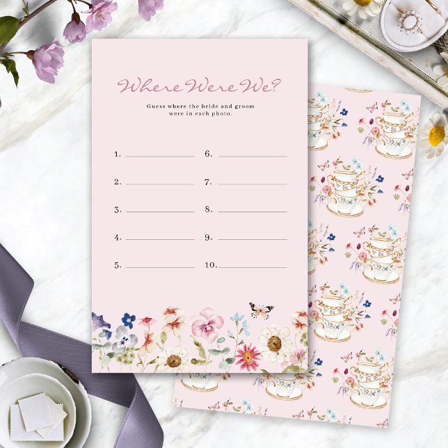 Jogo de Chá de Noiva Rosa Rubor (Blush Pink Bridal Shower Where Were We Game by Painted Paperie)