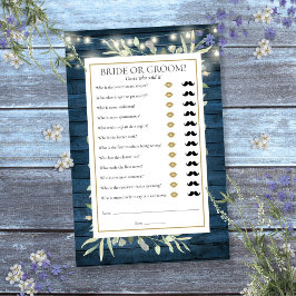 Jogo de Chá de Noiva Rustico de Adivinhação com Fo