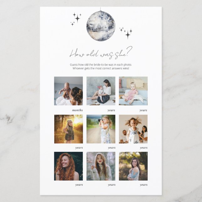 Jogo de Chá de Noiva Silver Disco Quantos Anos Ela (Frente)