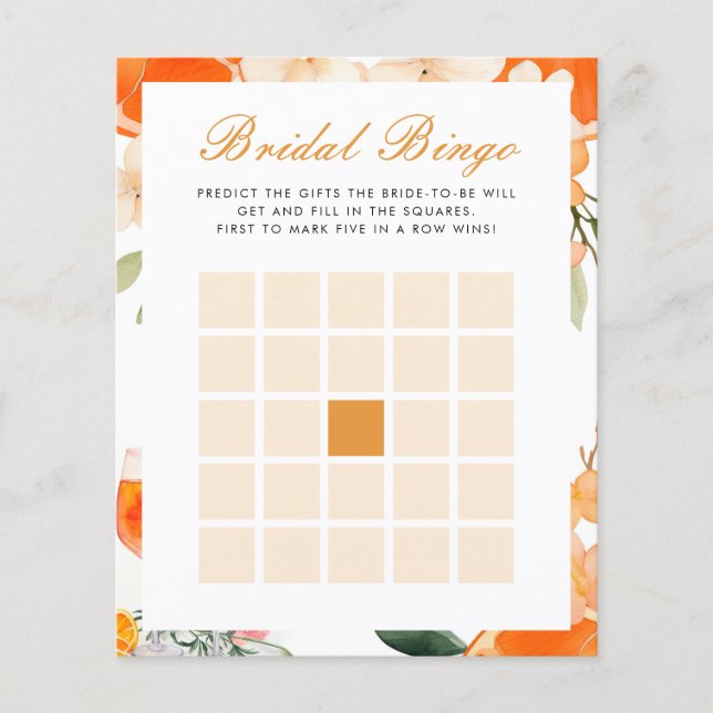 Jogo de Chá de panela Bridal Bingo Aperol Spritz (Frente)